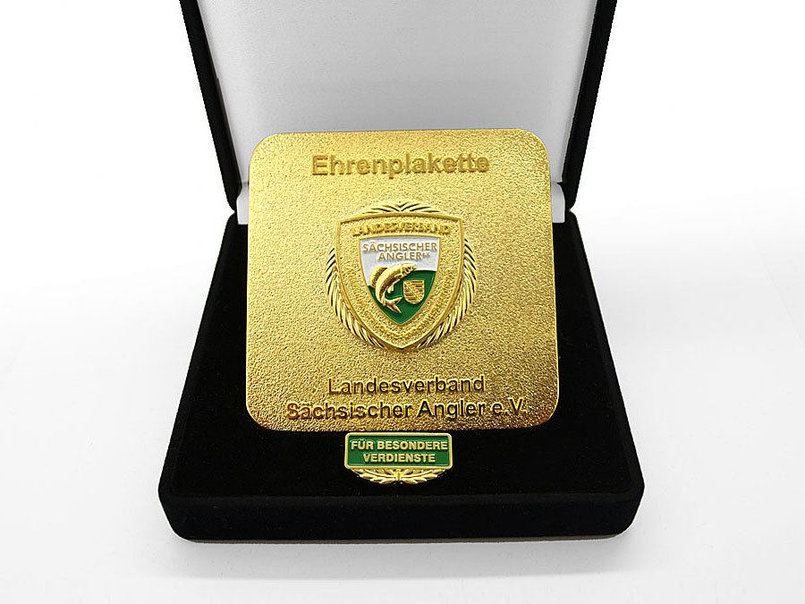 Ehrenplakette gold mit Samtetui