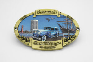 Oldtimerplakette mit Farbdruck und 3D Optik